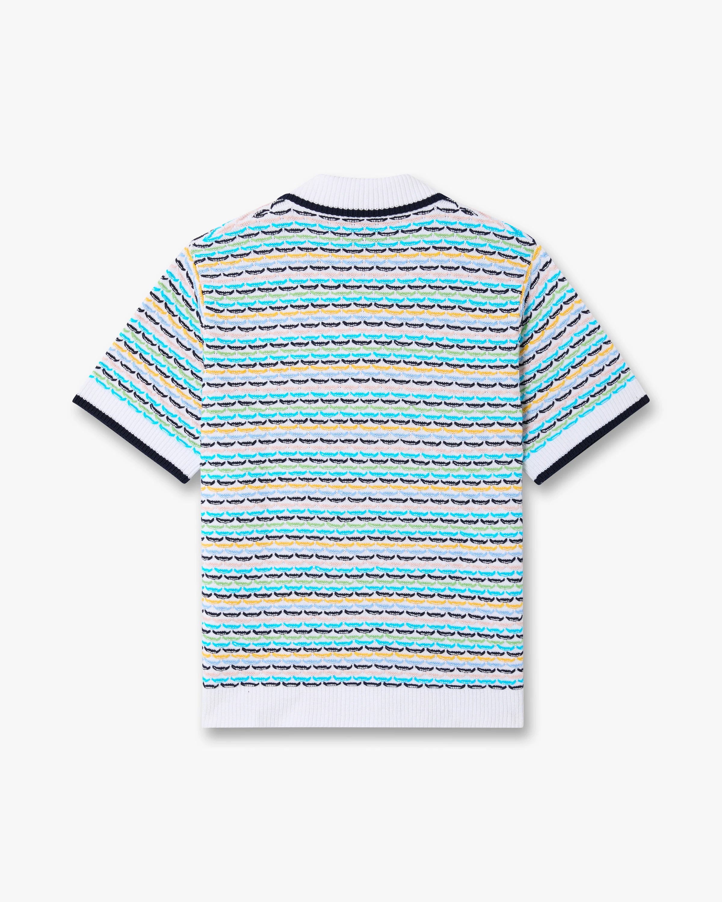 Multicolour Crochet Tuck Stitch Short Sleeve Shirt