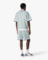 Multicolour Crochet Tuck Stitch Short Sleeve Shirt