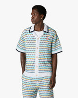 Multicolour Crochet Tuck Stitch Short Sleeve Shirt