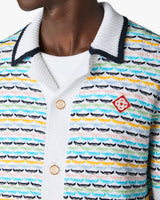 Multicolour Crochet Tuck Stitch Short Sleeve Shirt