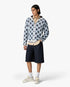 Blue Merino Monogram Zip-Up Hooded Sweatshirt