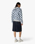 Blue Merino Monogram Zip-Up Hooded Sweatshirt