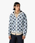 Blue Merino Monogram Zip-Up Hooded Sweatshirt