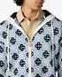 Blue Merino Monogram Zip-Up Hooded Sweatshirt