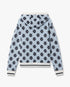 Blue Merino Monogram Zip-Up Hooded Sweatshirt