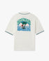 White Palm Tree Emblem Crochet Short Sleeve Shirt