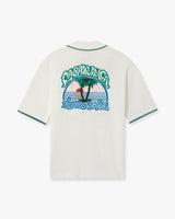 White Palm Tree Emblem Crochet Short Sleeve Shirt