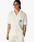 White Palm Tree Emblem Crochet Short Sleeve Shirt