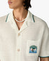 White Palm Tree Emblem Crochet Short Sleeve Shirt