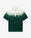 White & Green Boucle Stripe Short Sleeve Polo Shirt