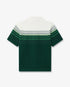 White & Green Boucle Stripe Short Sleeve Polo Shirt