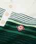 White & Green Boucle Stripe Short Sleeve Polo Shirt