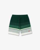 White & Green Boucle Stripe Shorts
