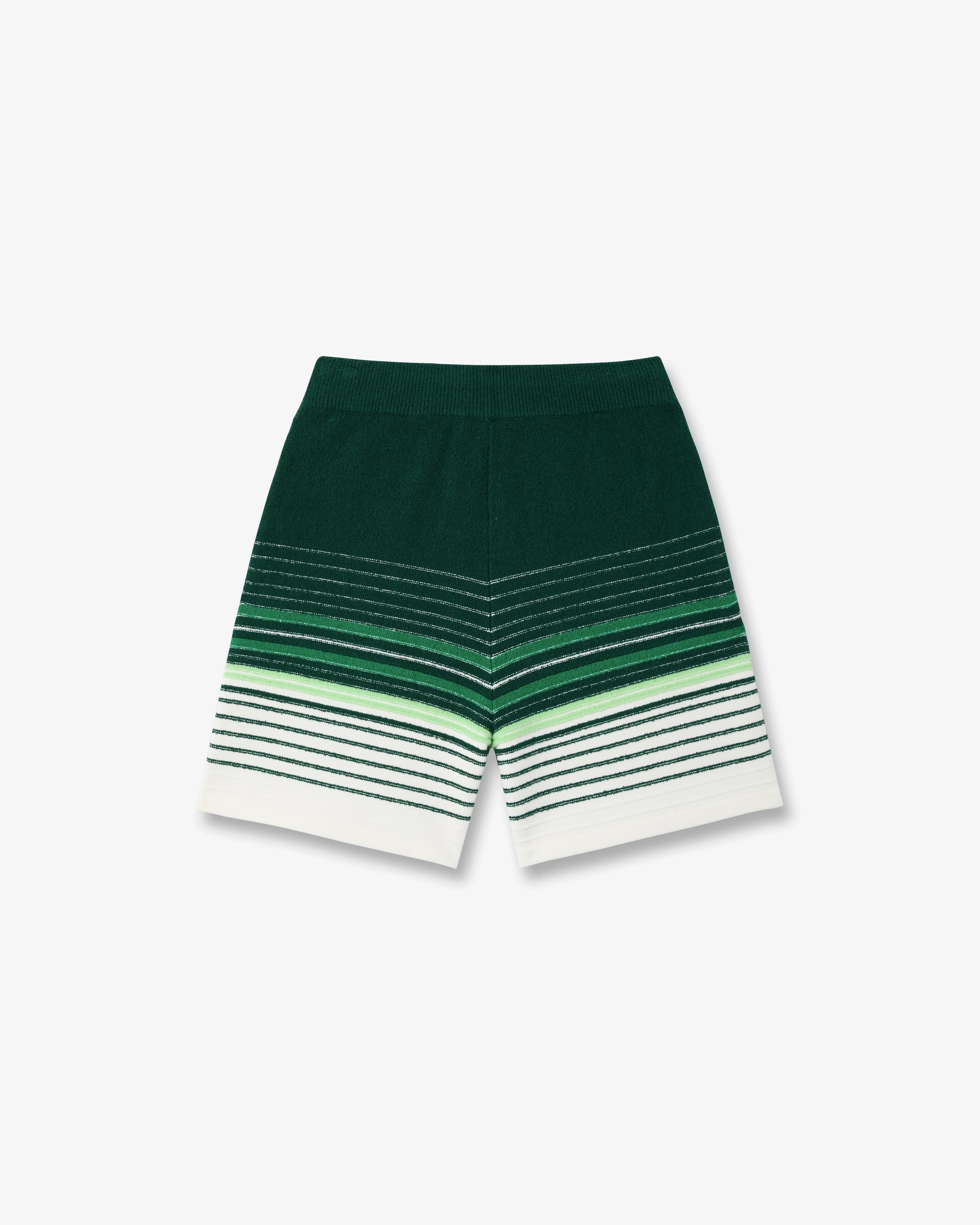White & Green Boucle Stripe Shorts