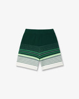White & Green Boucle Stripe Shorts