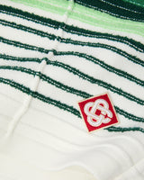 White & Green Boucle Stripe Shorts