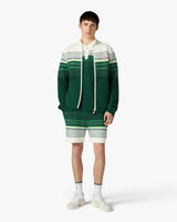 White & Green Boucle Stripe Shorts