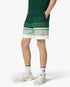 White & Green Boucle Stripe Shorts