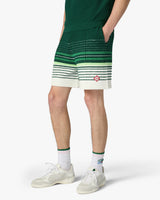 White & Green Boucle Stripe Shorts
