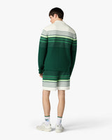 White & Green Boucle Stripe Shorts