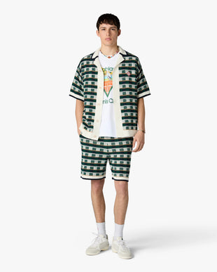 Green Crochet Mosaic Short Sleeve Shirt