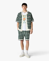 Green Crochet Mosaic Short Sleeve Shirt