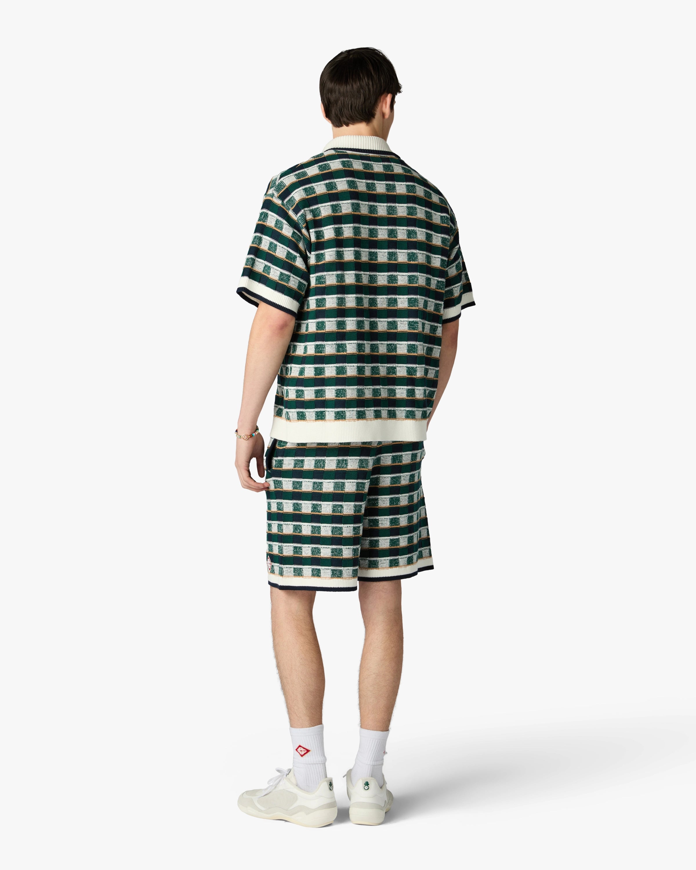 Green Crochet Mosaic Short Sleeve Shirt