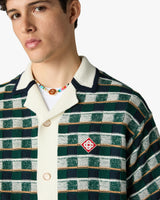 Green Crochet Mosaic Short Sleeve Shirt