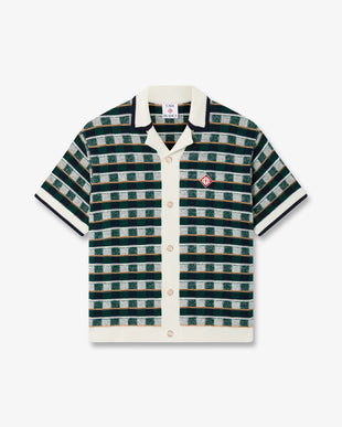 Green Crochet Mosaic Short Sleeve Shirt