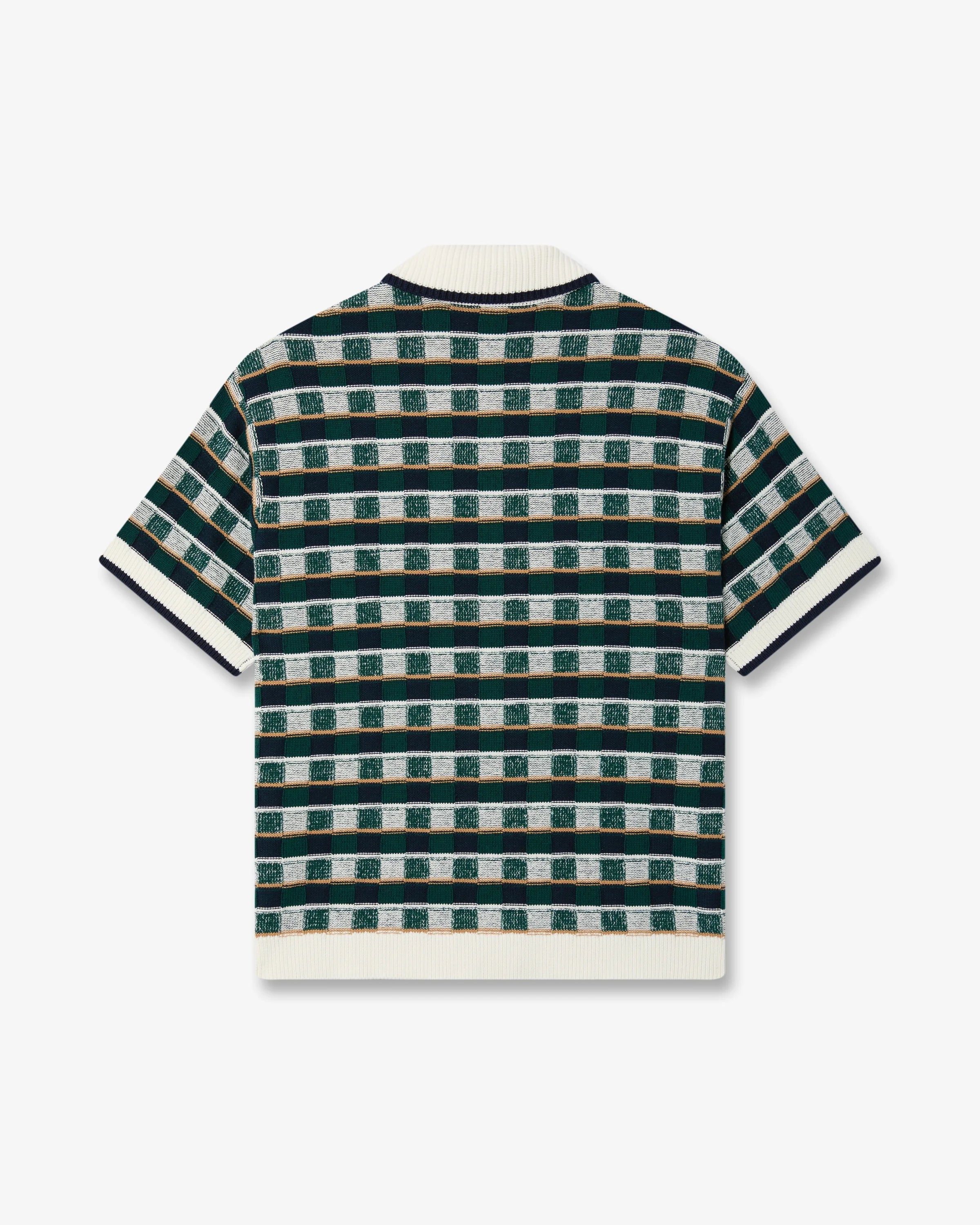 Green Crochet Mosaic Short Sleeve Shirt