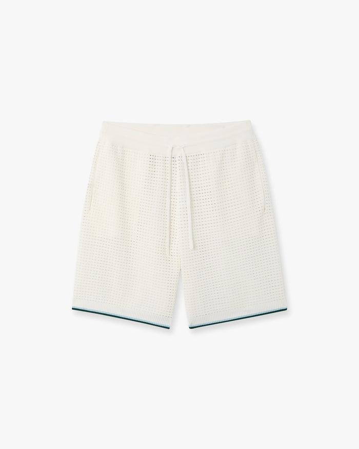White Palm Tree Emblem Crochet Shorts