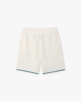 White Palm Tree Emblem Crochet Shorts