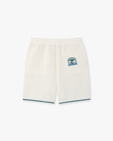 White Palm Tree Emblem Crochet Shorts