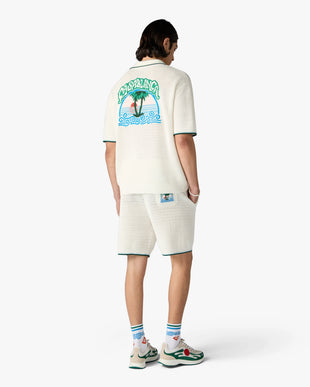 White Palm Tree Emblem Crochet Shorts