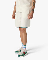 White Palm Tree Emblem Crochet Shorts