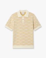 Beige Knit Logo Short Sleeve Polo Shirt