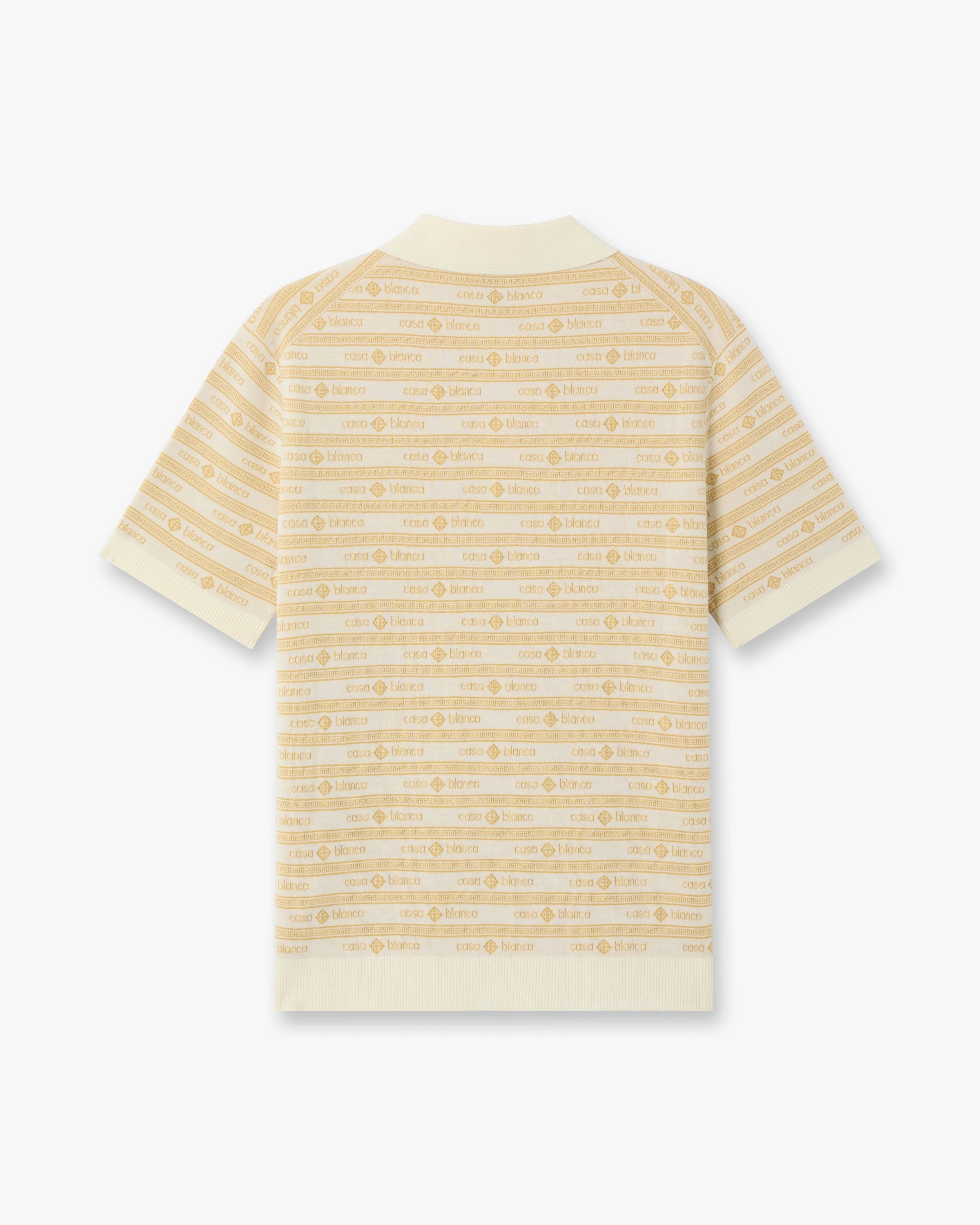 Beige Knit Logo Short Sleeve Polo Shirt