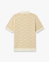 Beige Knit Logo Short Sleeve Polo Shirt