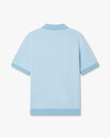 Light Blue Pinstripe Short Sleeve Knit Polo Shirt