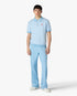 Light Blue Pinstripe Short Sleeve Knit Polo Shirt