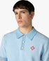 Light Blue Pinstripe Short Sleeve Knit Polo Shirt