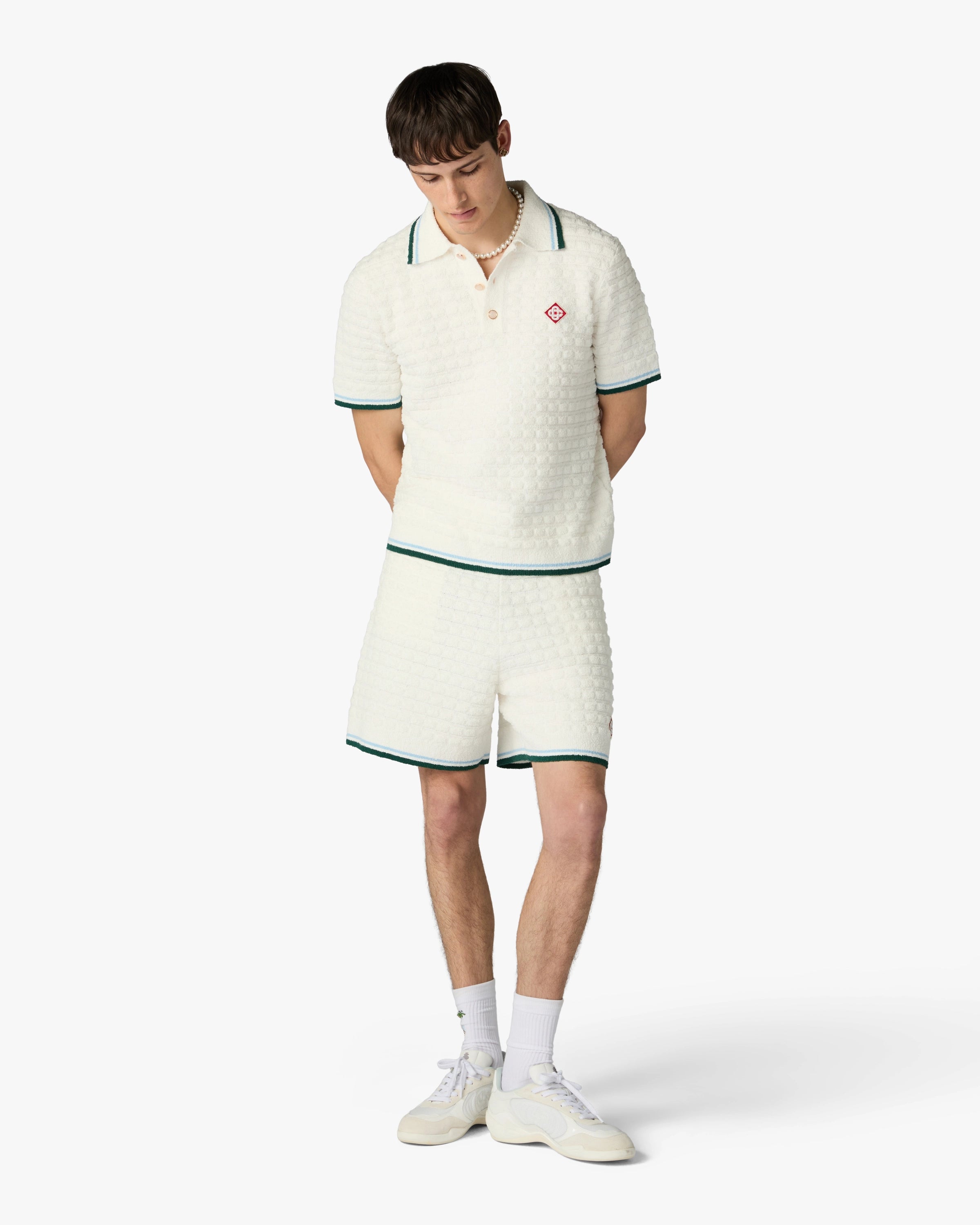 White Boucle Shorts