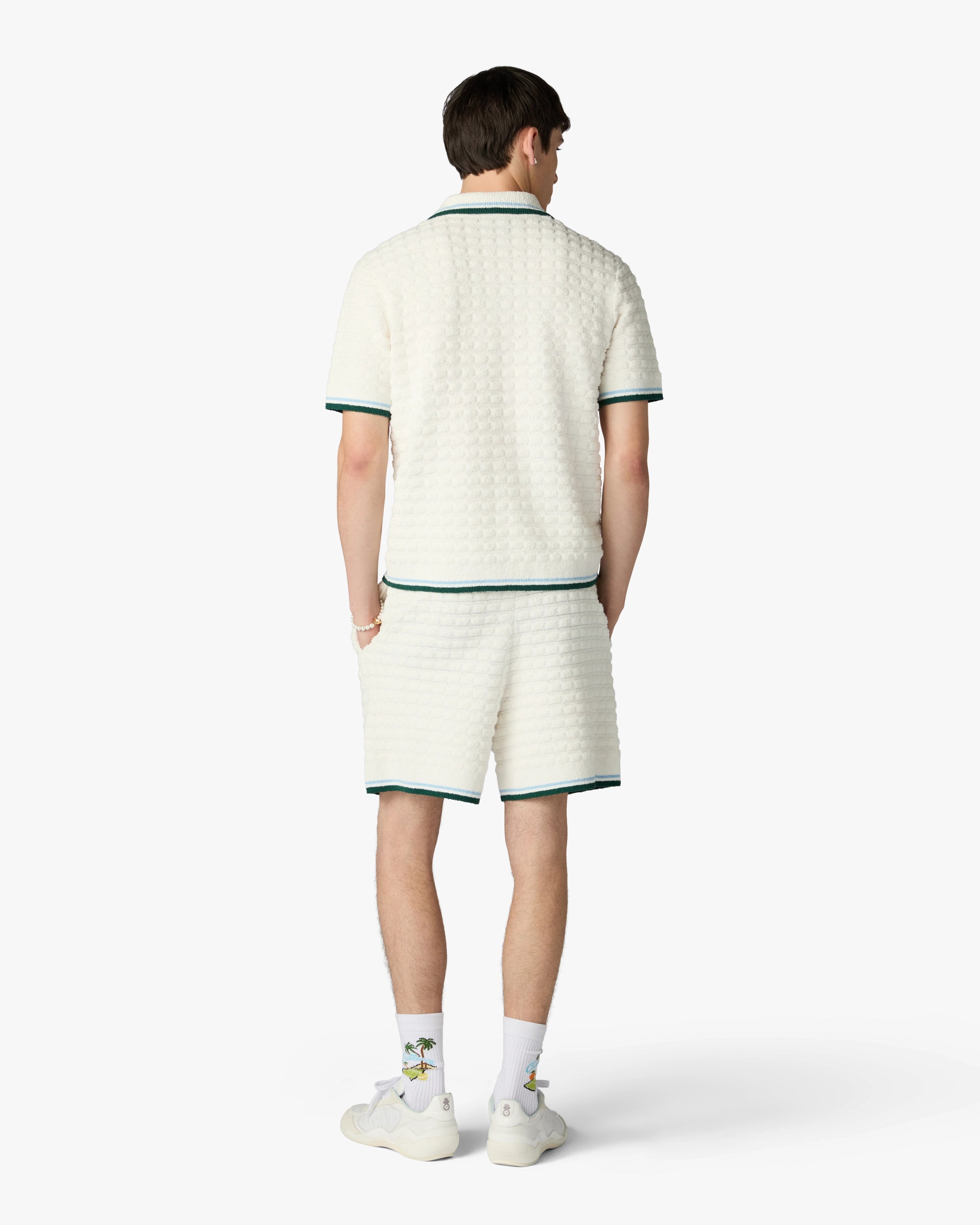 White Boucle Shorts