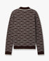Dark Brown Knit Logo Long Sleeve Polo Shirt