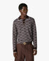 Dark Brown Knit Logo Long Sleeve Polo Shirt