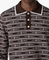 Dark Brown Knit Logo Long Sleeve Polo Shirt