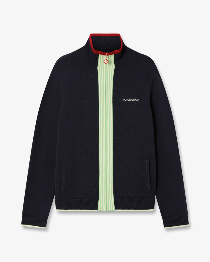 Navy Merino Track Jacket
