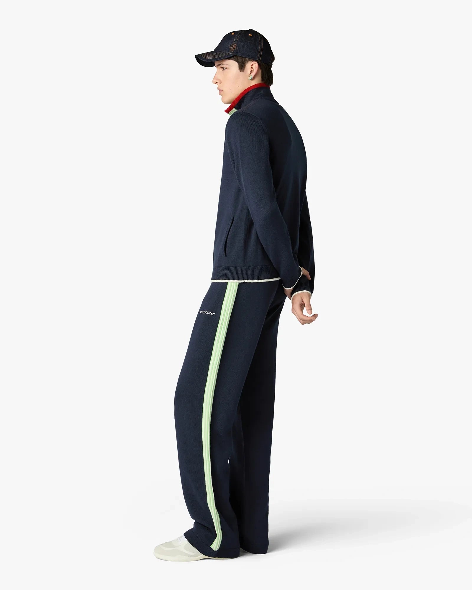 Navy Merino Track Jacket