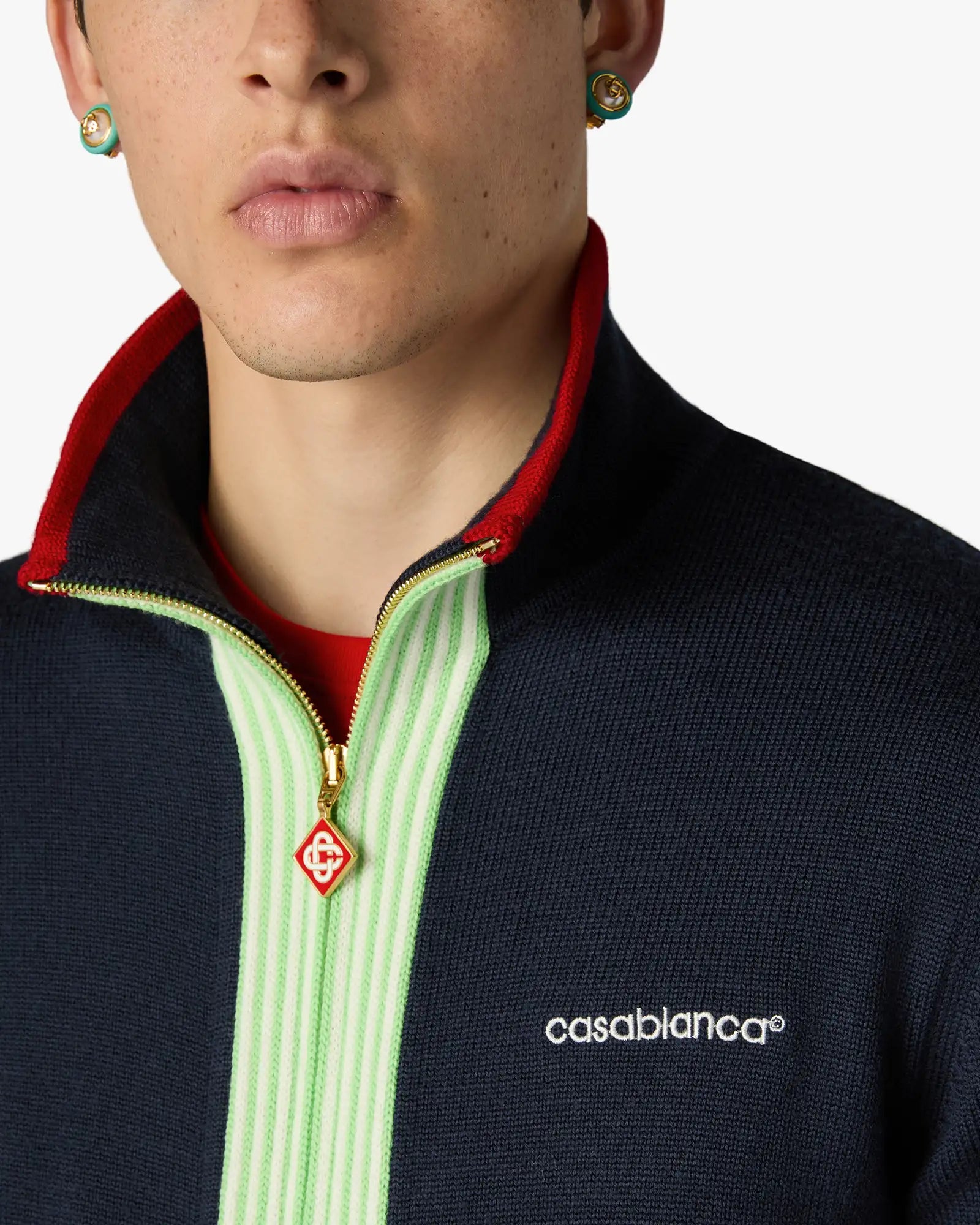 Navy Merino Track Jacket
