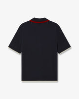 Navy Merino Short Sleeve Polo Shirt